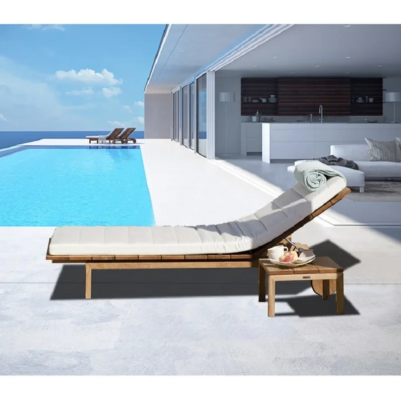 Outdoor teak bed, outdoor villa chair, outdoor courtyard terrace, solid wood leisure hotel sofa bed