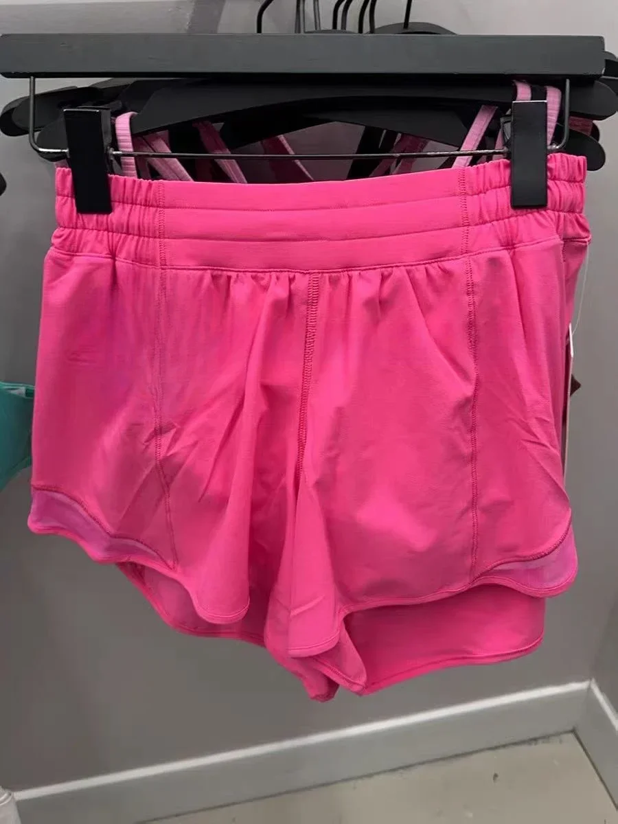 Lemon pantalones cortos de Yoga para mujer, Shorts deportivos de entrenamiento para correr, bolsillo con cremallera lateral, ligeros, transpirables, Control de barriga