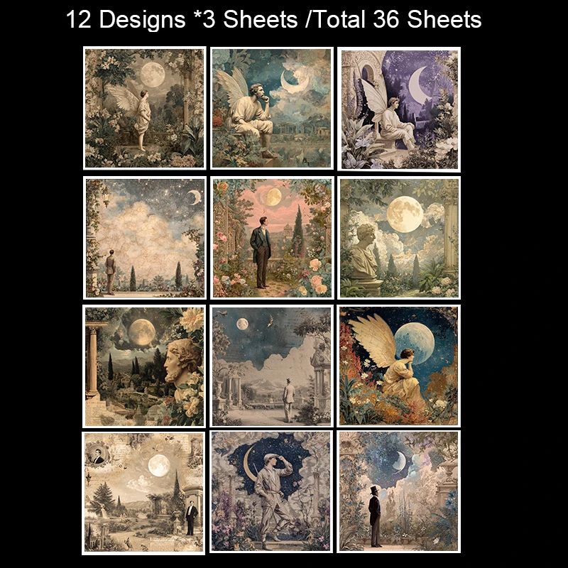 ورق قصاصات مقاس 6 × 6 بوصات (36 ورقة): مشاهد ألوان مائية لواحة الصحراء لسكرابوكينغ وكتب أوريغامي وبوهو الذاكرة