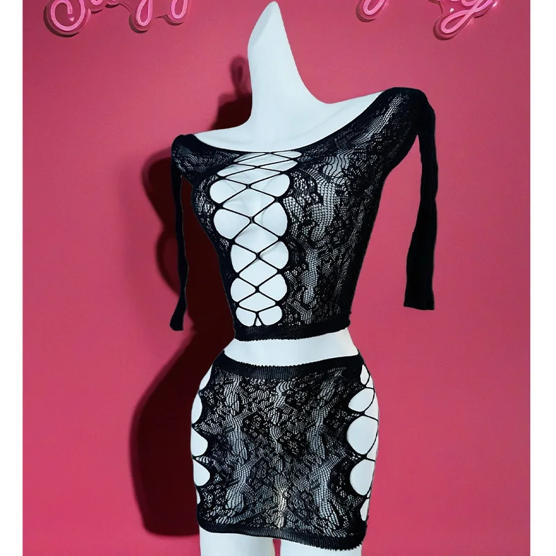 1 Set Sexy Women Fishnet Cover Up Long Sleeves  Without Bikini For Music festival Bodycon Dress Hollow Out Vacation DS007