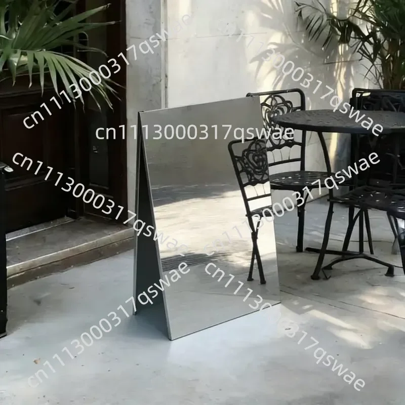 80 * 50CM mirror stainless steel folding double-sided floor A-shaped board billboard size