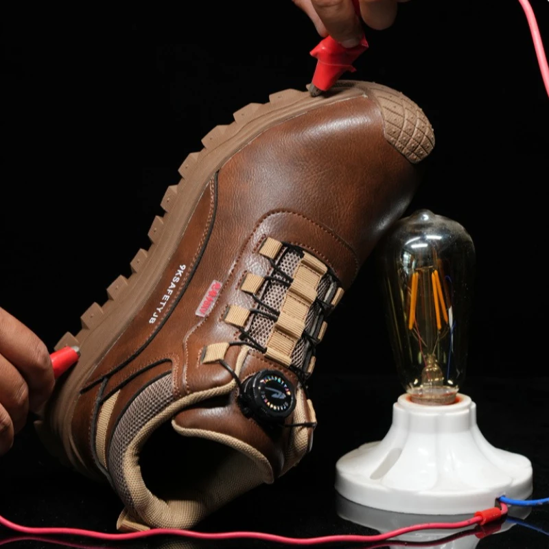 Men Safety Shoes Anti Smash Puncture Proof Work Boots Rotating Button Steelhead Indestructible High Top Boots 2026 New Men Shoes