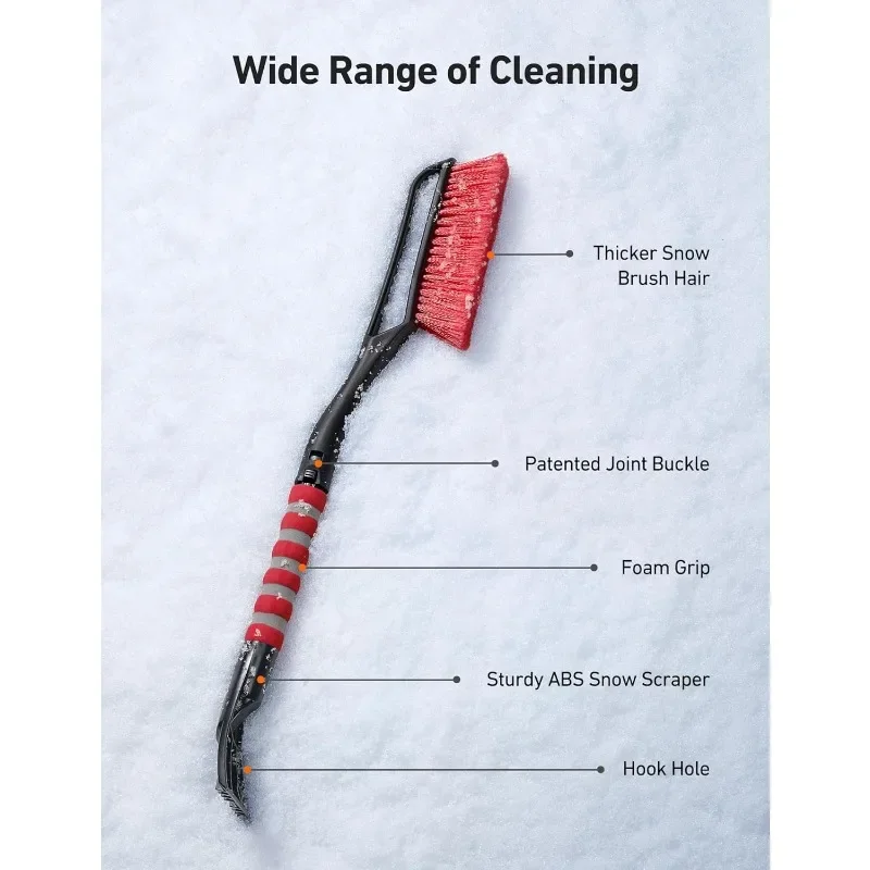 فرشاة ثلج مقاس 27 بوصة ومكشطة ثلج قابلة للفصل مع قبضة إسفنجية مريحة للسيارات والشاحنات وسيارات الدفع الرباعي #5
