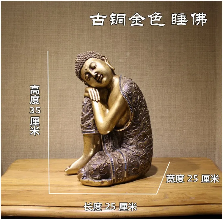 Wholesale Buddhist supplies # home family Bless Safe good luck Buddha ## Southeast Asia Sleeping Buddha art statue--35cm Large