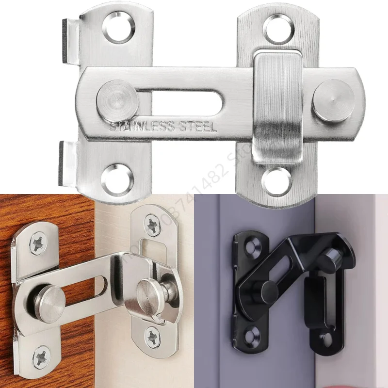 Universal Door Lock Guard Latch 180/90° Stainless Steel Toggle Latch Sliding Barn Door Lock Wine Cabinet Closet Right Angle Lock