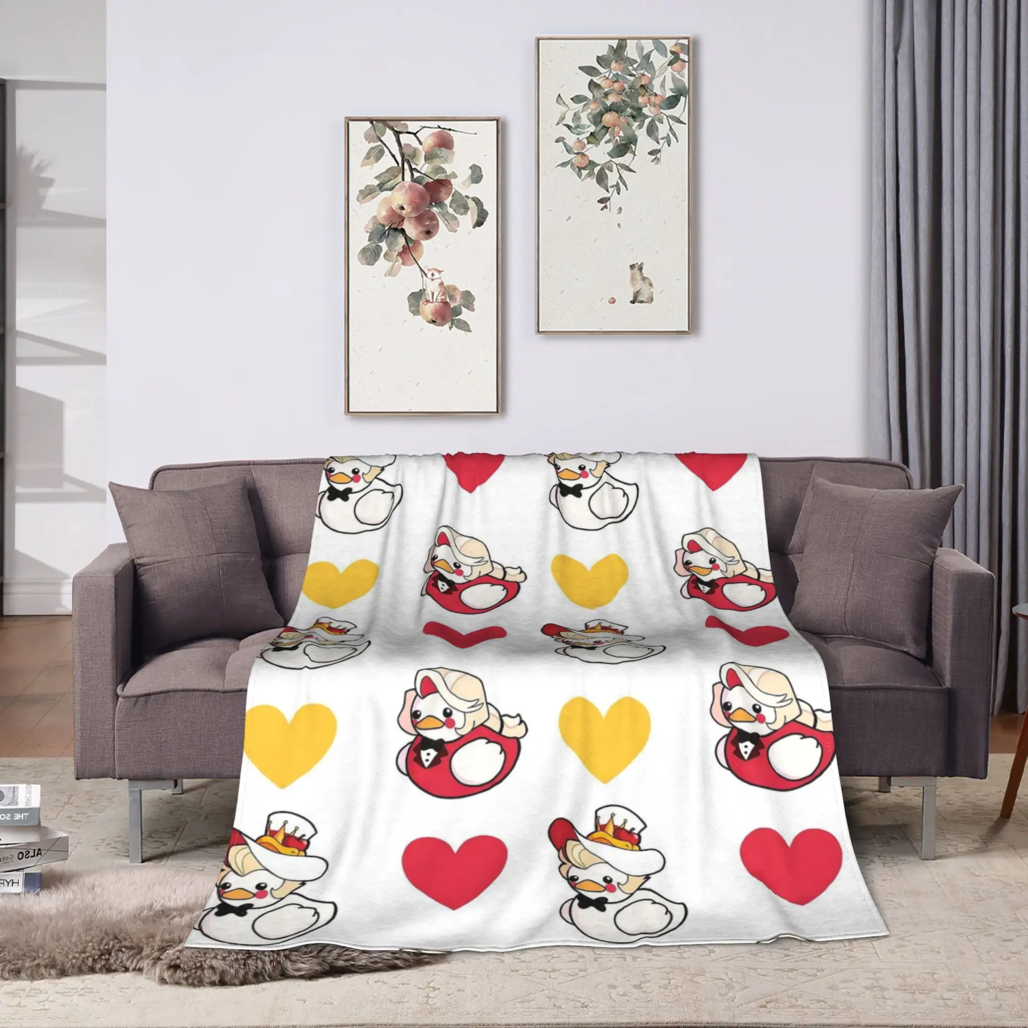 Lucifer and Charlie Rubber Ducks Hazbins Hotels Blanket Flannel Summer  Portable Soft Throw Blanket for Sofa Travel Rug Piece
