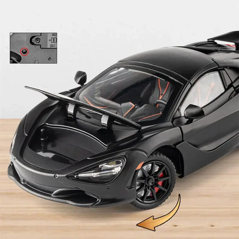 1:24 McLaren 720S Alloy Racing Car Model Diecast Metal Sports Car Model Simulation Sound and Light Collection Childrens Toy Gift