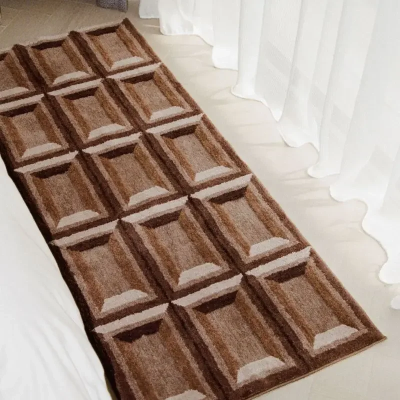 

Cute dark chocolate carpet plush solid brown bedside living room sofa stroking cats bedroom bedside blanket