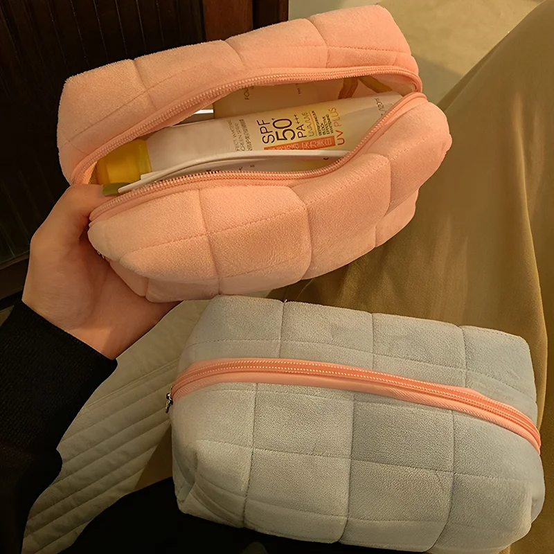 Large Capacity Plush Cosmetic Storage Bag Women Makeup Organizer Handbag Stationery Bag Pencil Case Pencilcase Pen Box Supplies