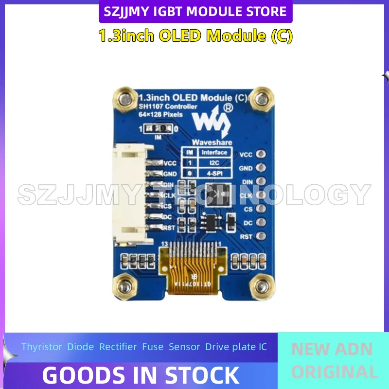 Raspberry Pi 1.3-inch OLED expansion board display SH1107 driver chip SPI/I2C interface  NEW ORIGINAL IN STOCK