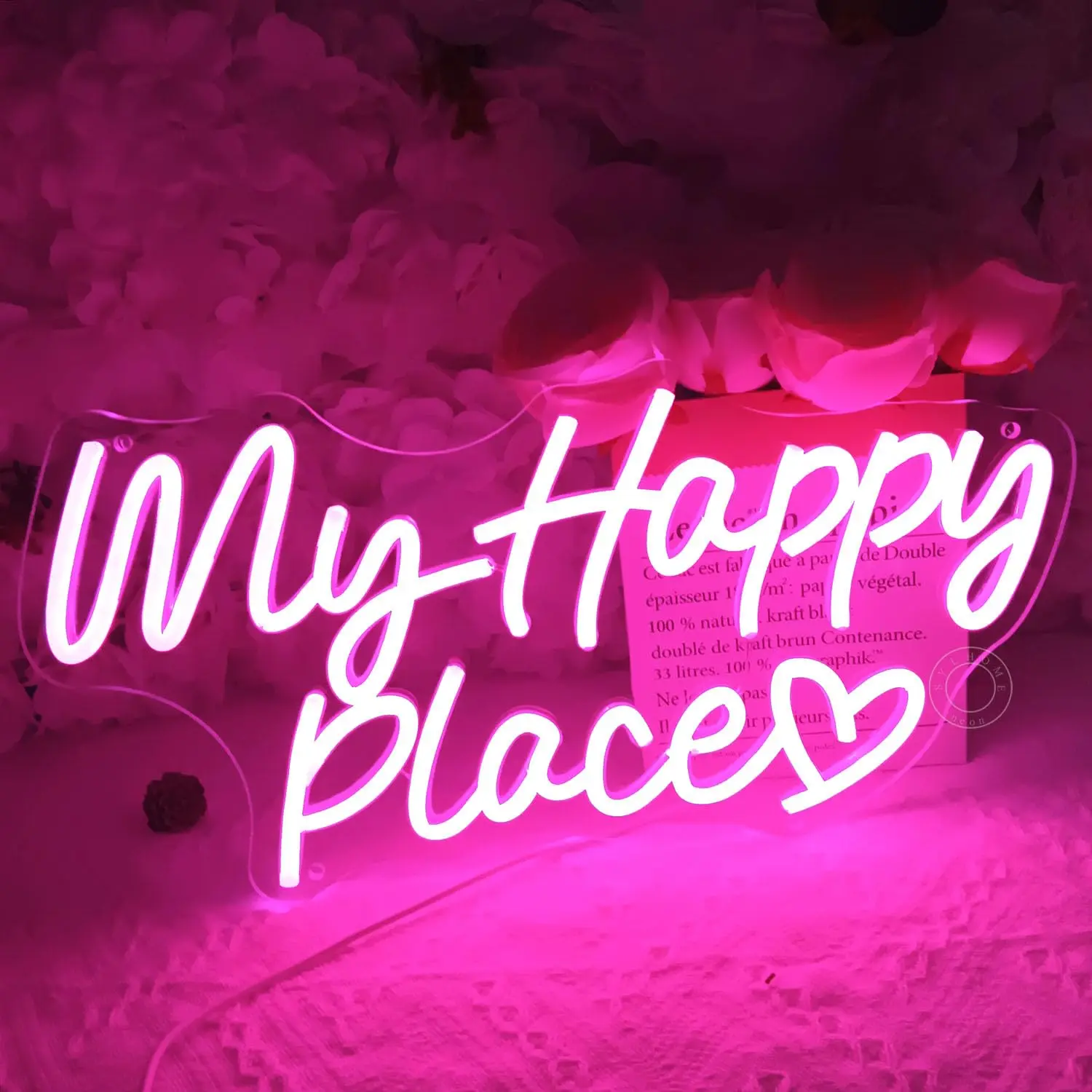 

My Happy Place Neon Light Sign Bedroom Kids Room Birthday Party Christmas Wall Sign decor Girls Gifts Apartment Home Bar Pub