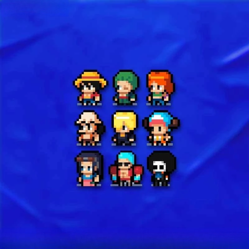 ONE PIECE Pixel-Version, reflektierender Autoaufkleber, Ruffy Roronoa Zoro, wasserfeste Aufkleber für den Innen- und Außenbereich, 9-teilig, kreative Geschenke