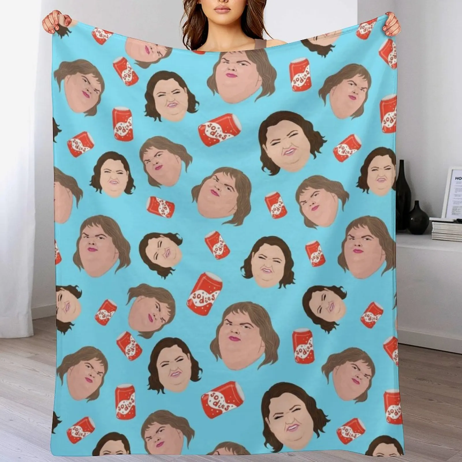 1000lb Sisters - Repeat Print - Sodies - Slaton Sisters Amy Tammy Throw Blanket