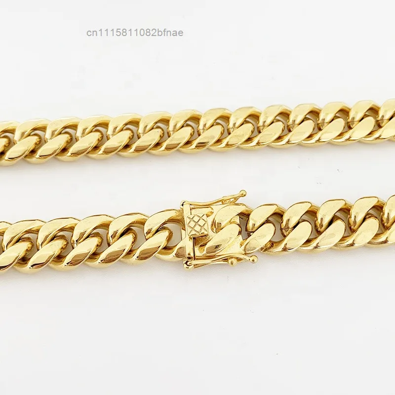 Ready to Ship Stock Stainless Steel 316L 18K Pvd Plated 8MM Miami Mens Cuban Chain Necklace，