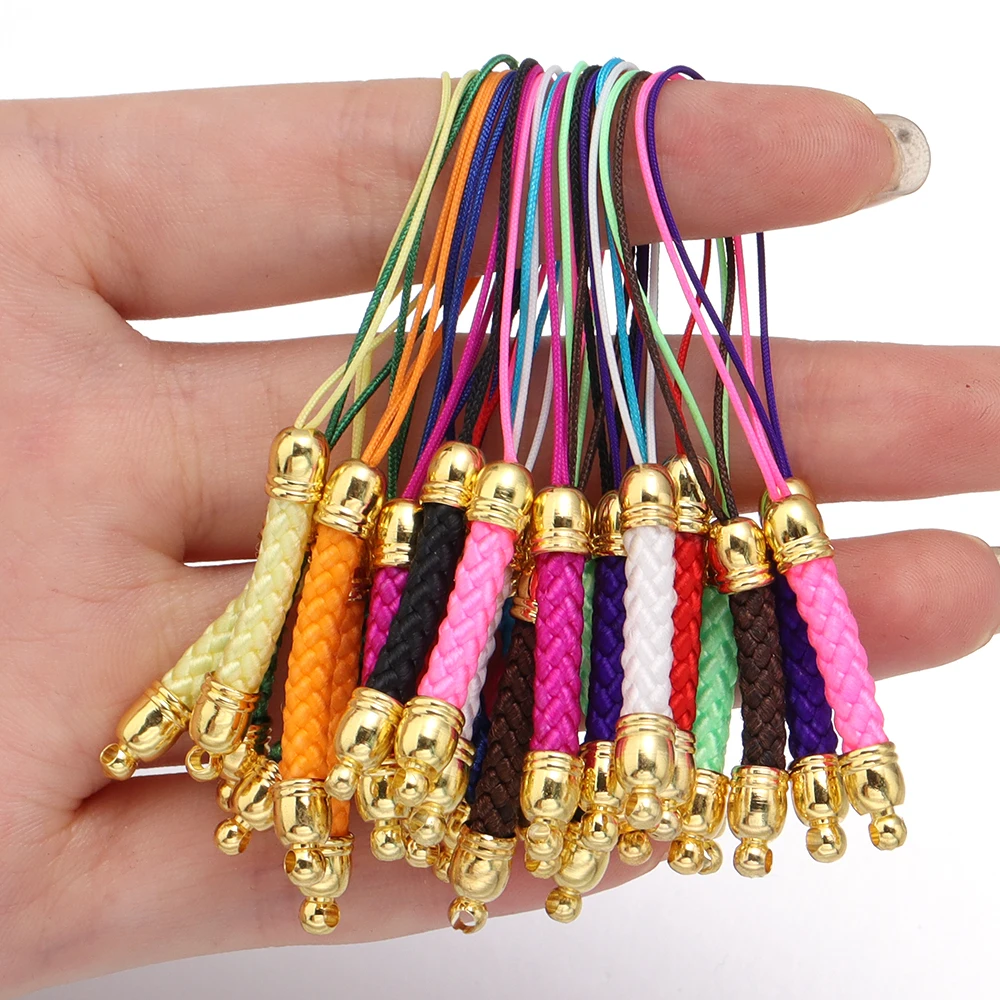 10pcs/Lot 13 Colors Lanyard Lariat Straps with Gold Color Clasp Keychain Hooks Rope Bags Charm Strap Jewelry Making Supplies