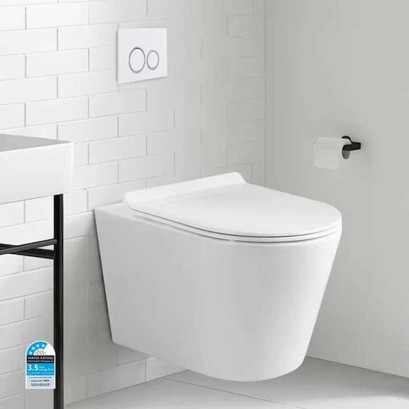 P-Trap Wall Mounted Toilet European Style Sanitary Ware Ceramic Back To Wall Hanging Toilet Bowl Bathroom Closestool