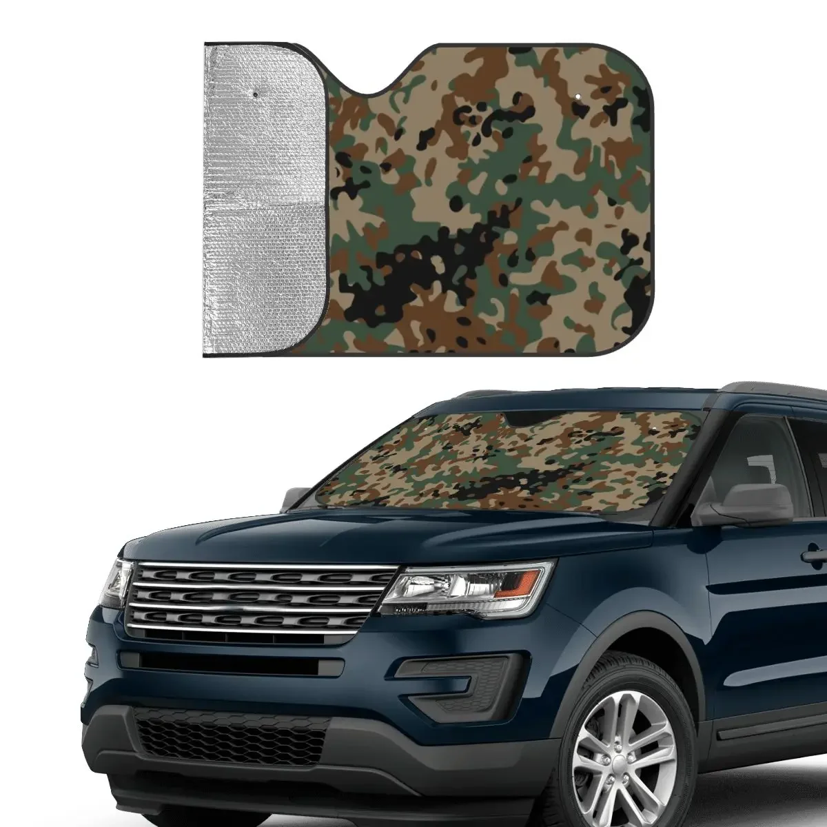 Flecktarn Camouflage Windshield Sunshade Army Military Camo Awesome Car Front Windshield Car Sunshade Ice Shield Dust Protection