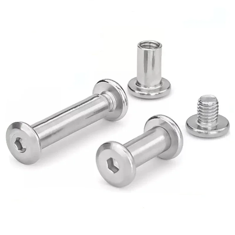 304 Stainless Steel Hexagon Socket Screw Locking Splint Screw Nut Combination Album Butt Account Book Nail Edge Chamfer M3~M10