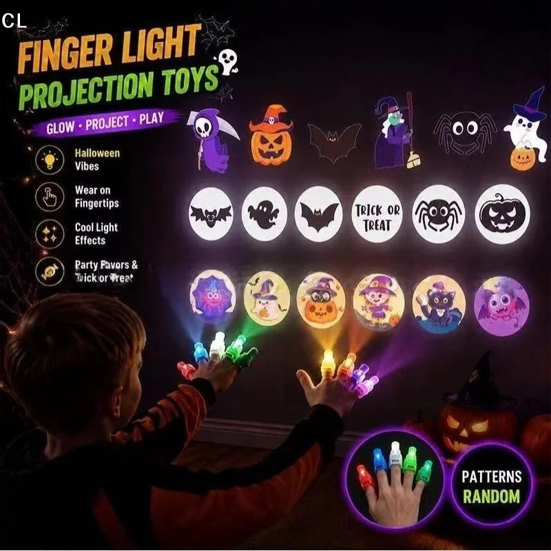 4PCS Halloween Finger Lights Glow in the Dark Palm Light Up Toys Trick-or-Treat Goodie Bag Fillers Stuffers Halloween Party Fav