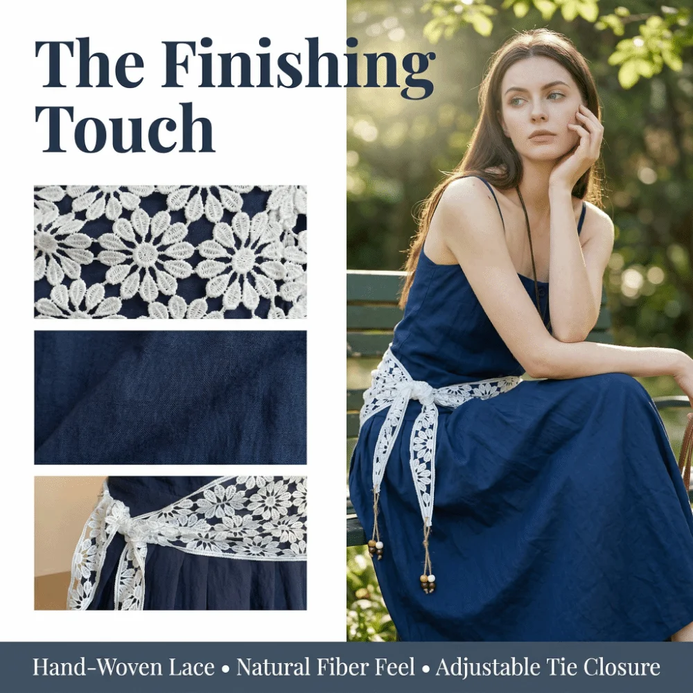 Trendy Hollow Crochet Waist Band Elegant Bohemian Style Hip Scarf Triangle Shape Headscarf For Dresses