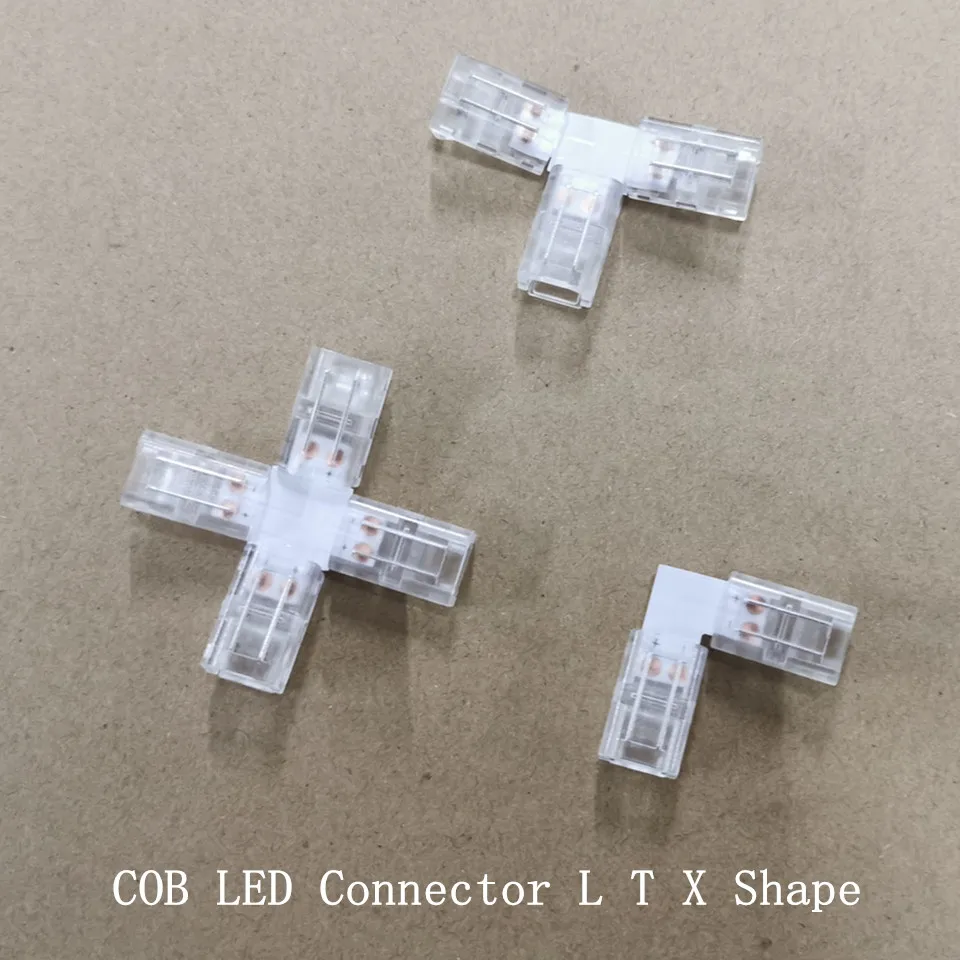 5pcs 2Pin 8mm COB LED Connector L T X Cross Shape for 2835 Led Strip Light FCOB,IP20 IP65 Transparent Crystal Terminal Block 8mm