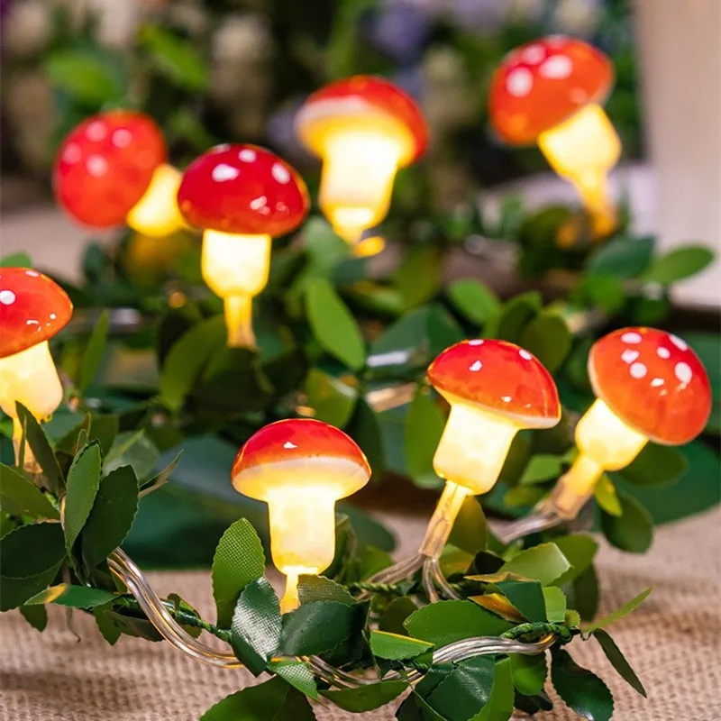 3D Mushroom Decor Lights Cottage Core Decor String Lights for Bedroom Battery Operated Cute Mushroom Gifts for Party Wedding