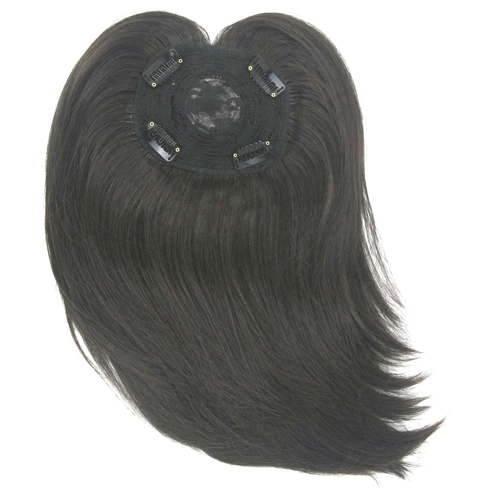 

Long Synthetic Hair Toupee Hairpieces Straight Hair Bang Fringe Top Hair on Hairpins Closures for Men and Women