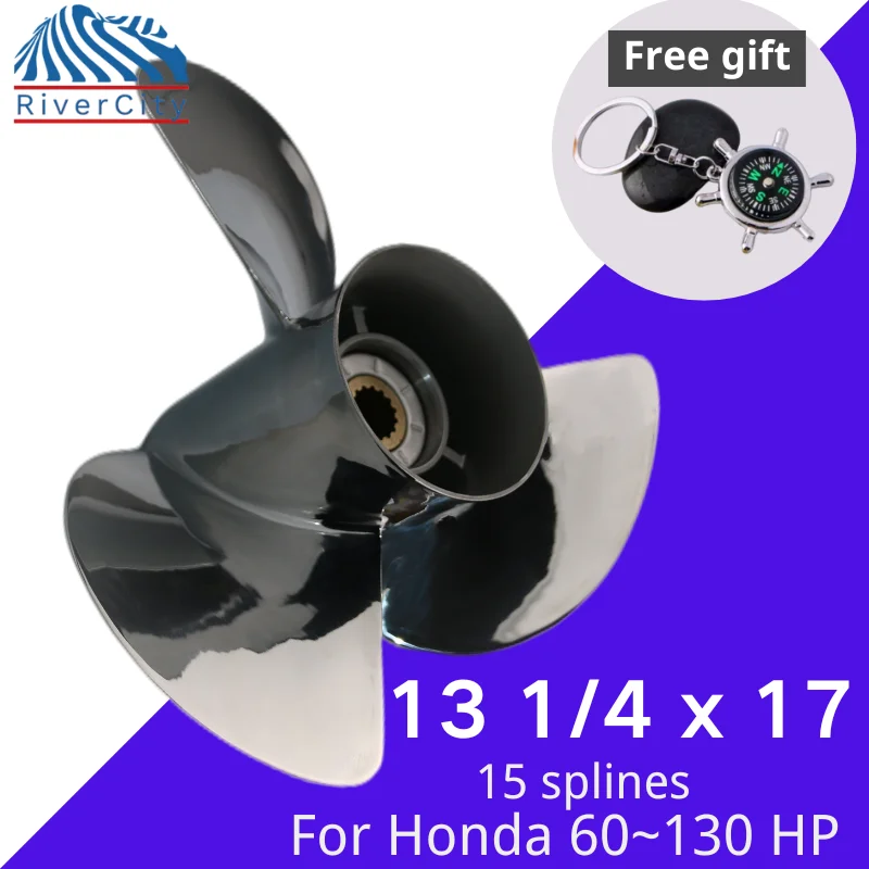 

Outboard Propeller For Honda 60HP 75HP 90HP 115HP 130HP 13 1/4x17 Boat Stainless Steel Screw 3 Blade 15 Spline Marine Engine