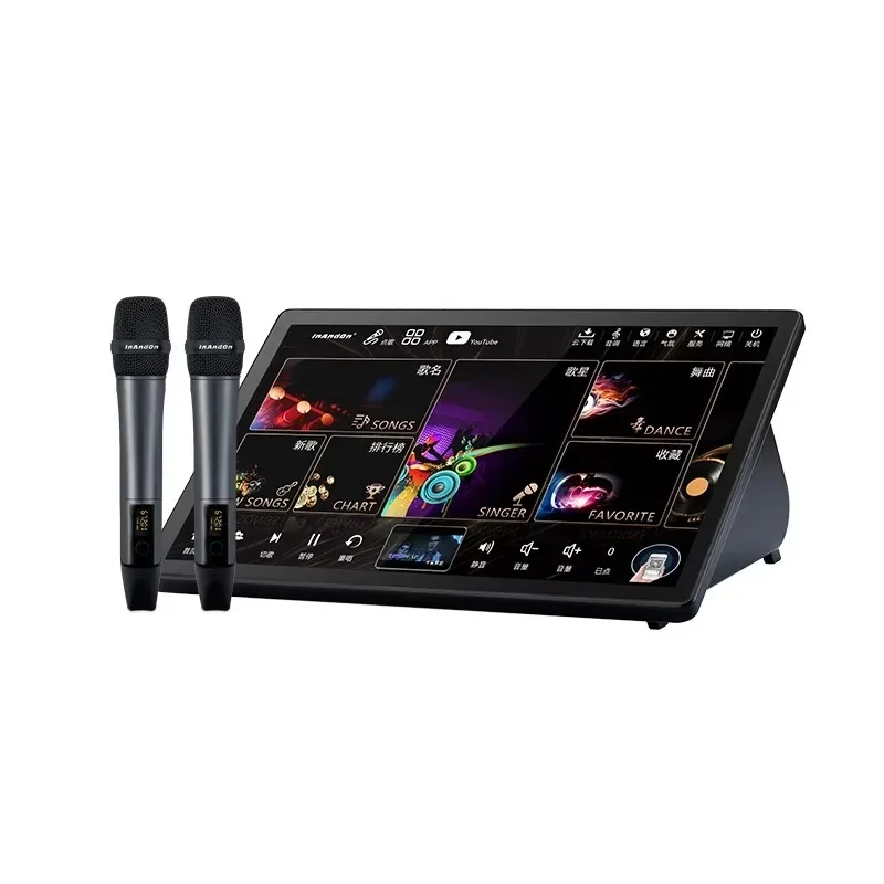 Entertainment Karaoke Machine 5in1 Hot Sale System KTV 15.6 inch 4TB Player With Wireless Microphone