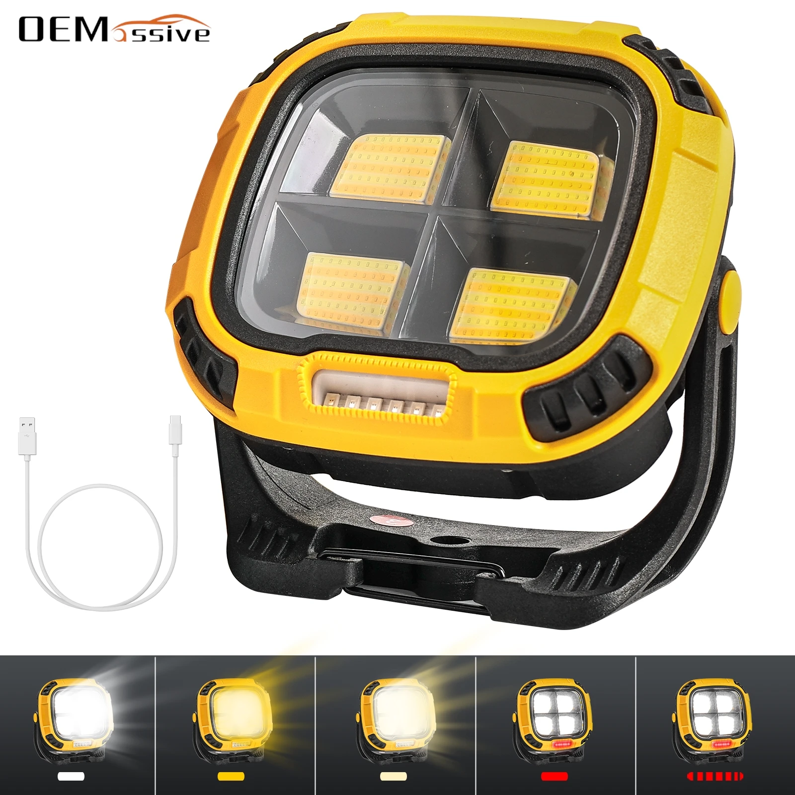 

4200 Lumens Rechargeable LED Work Light 18 Lighting Modes Rotatable & Magnetic Base USB-C Workshop Portable Camping Lantern