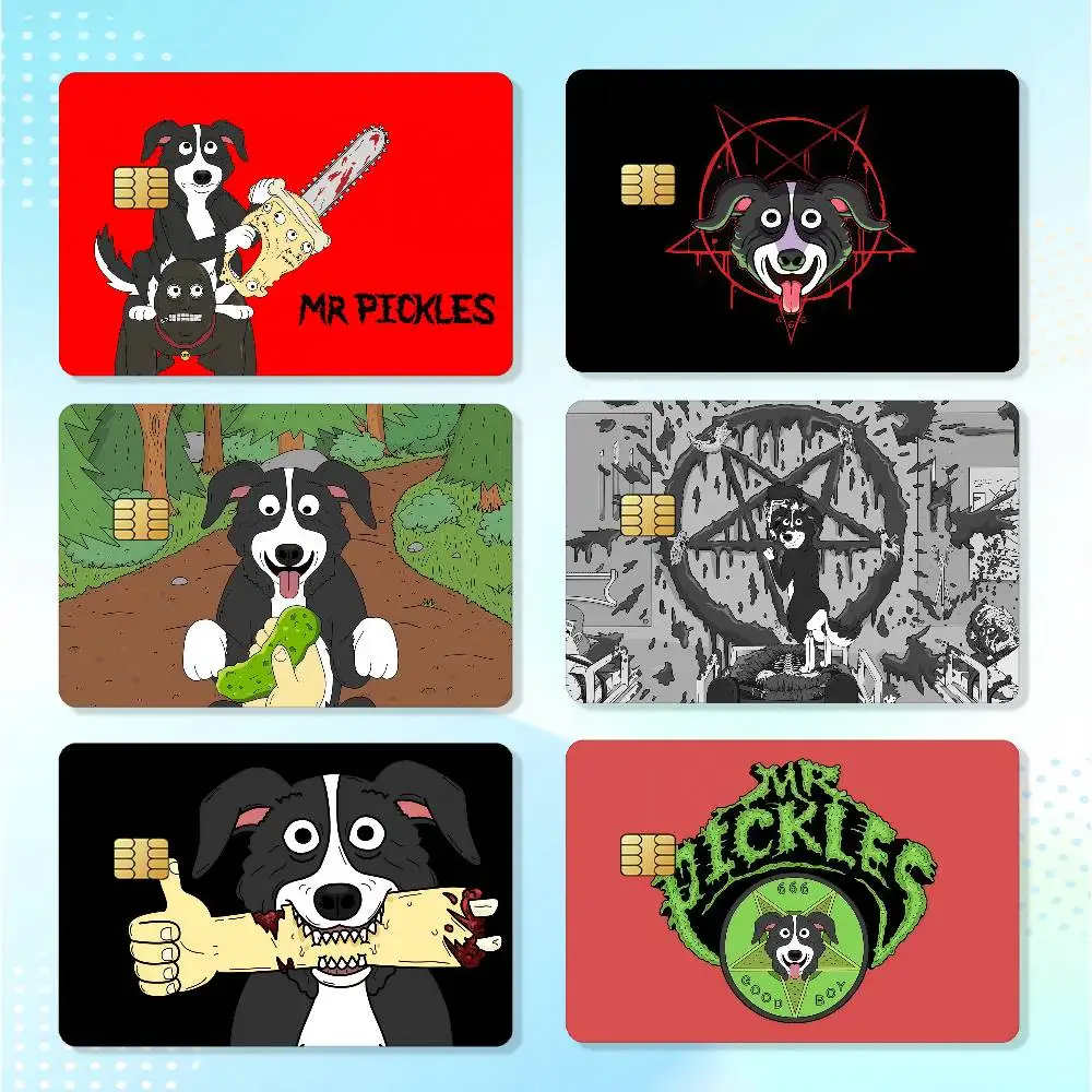 Cartoon Credit Skin Cover Card Stickers 4PCS Film Bus M-Mr. P-Pickles  Pass Front Decoration Bank Debit Waterproof
