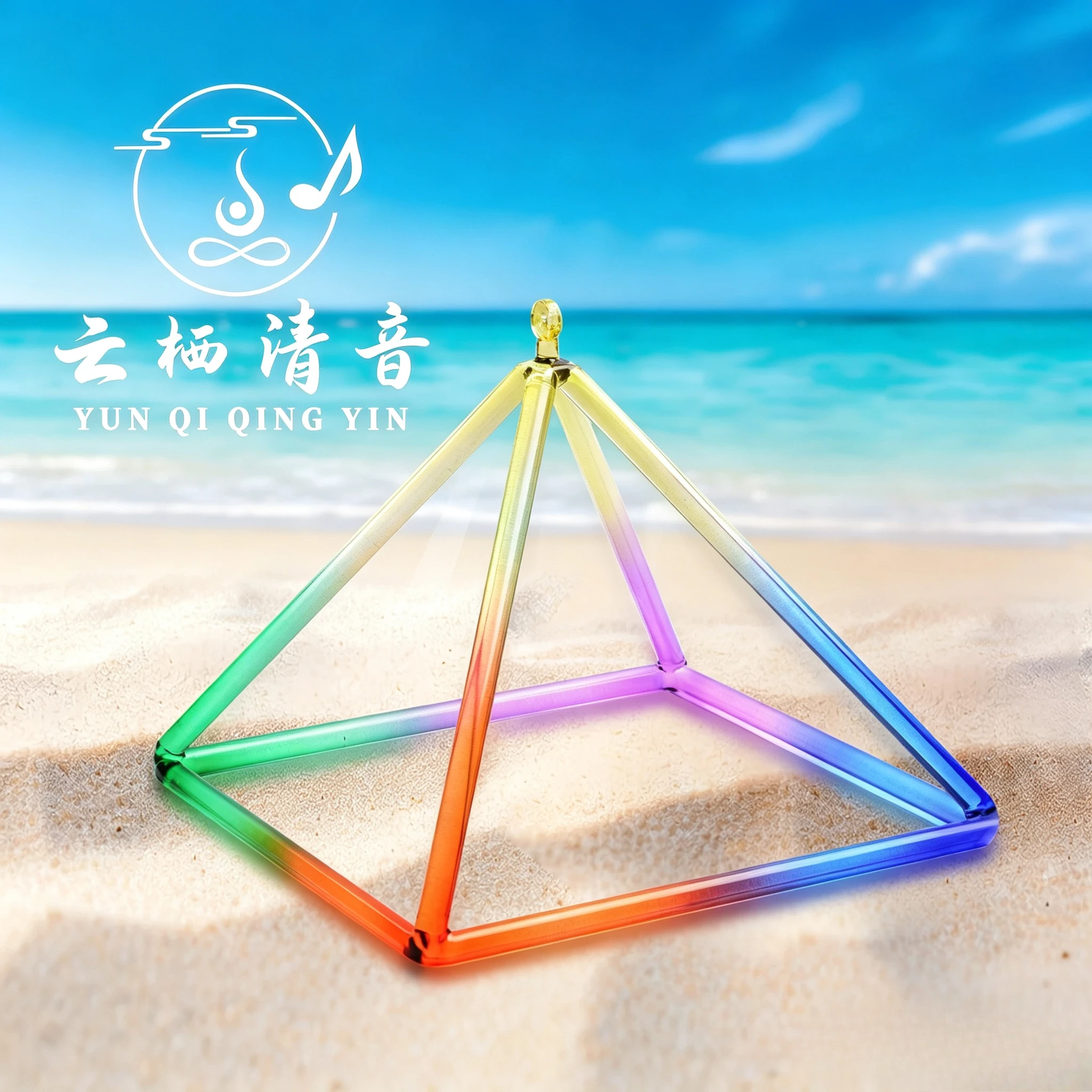 YUN QI QING YIN Clear Quartz Colored Crystal Singing Pyramid Resonance Sound Vibration Instrument For Yoga Relaxation Mindfulness Spiritual Healing