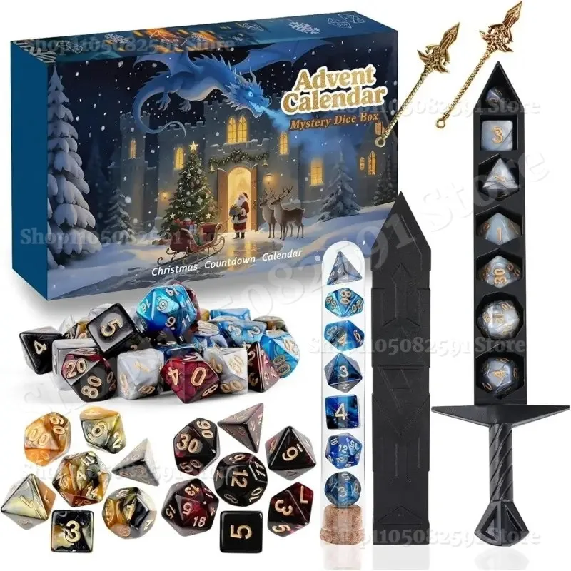 

2025 Advent Calendars Christmas 24-Day Mystery DND Dice Box Advent Calendar Role Playing Table Game