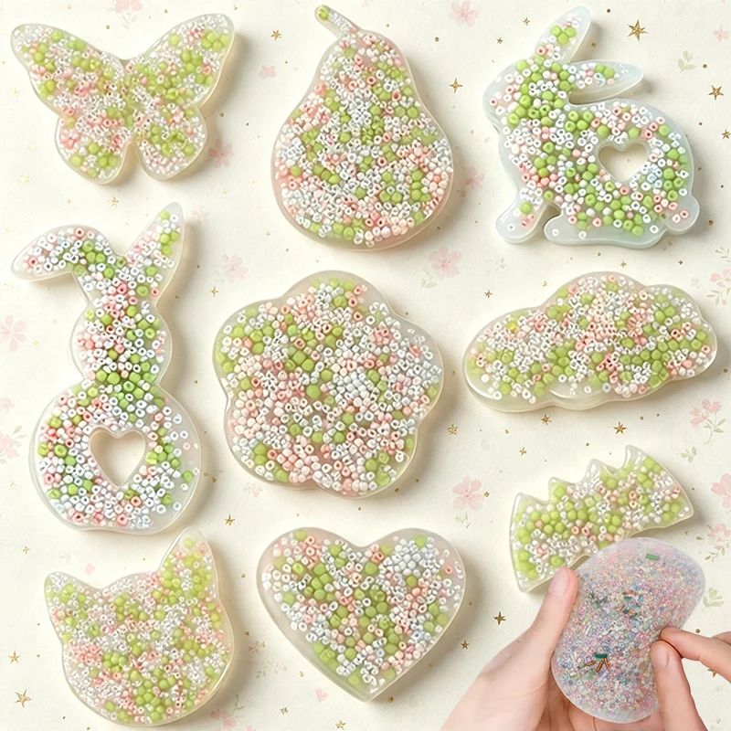 Skin Picking Fidget Toys Silicone Skin Picking Pocket Pads Round Heart Cat Pear Shape for Decompression ADHD OCD Color I