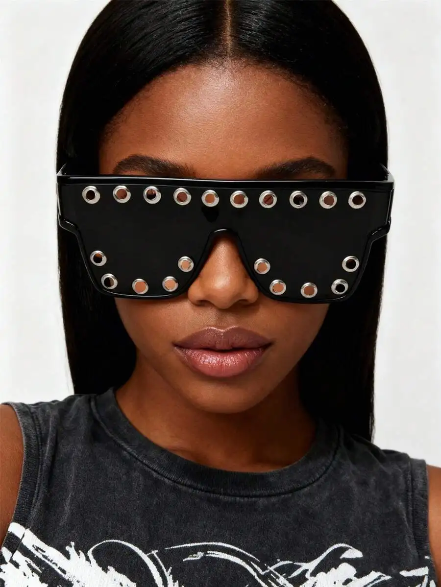 1 Piece Frameless All-In-One Fashion Glasses, Personalized Cyberpunk Y2K Style, Suitable For Daily Wear, Street Photography,