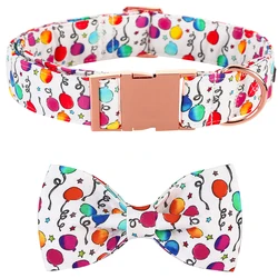 Personalized Birthday Party Dog Collar with Bowtie Colorful Balloon Dog Collar Pet Dog Collar for Large Medium Small Dog