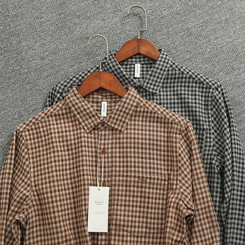 

Повседневный клетчатый мужской топ Long Sve irt Faionable Urban Sle ket с универсальным художественным узором для повседневной носки