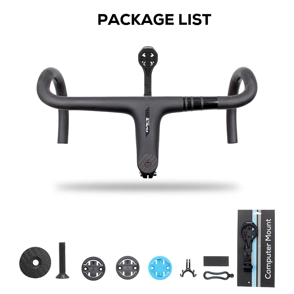 RACE UD Matte Ultralight Carbon Integrated Road Bike Handlebar 380mm Bicycle Cockpit With Garmin Mount Di2 Compatible