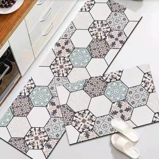 Simple Nordic Style Geometry Pattern Kitchen Floor Mat Non-Slip Hallway Bedroom Bathroom Mat Kitchen Floor Mat Living Room Rugs