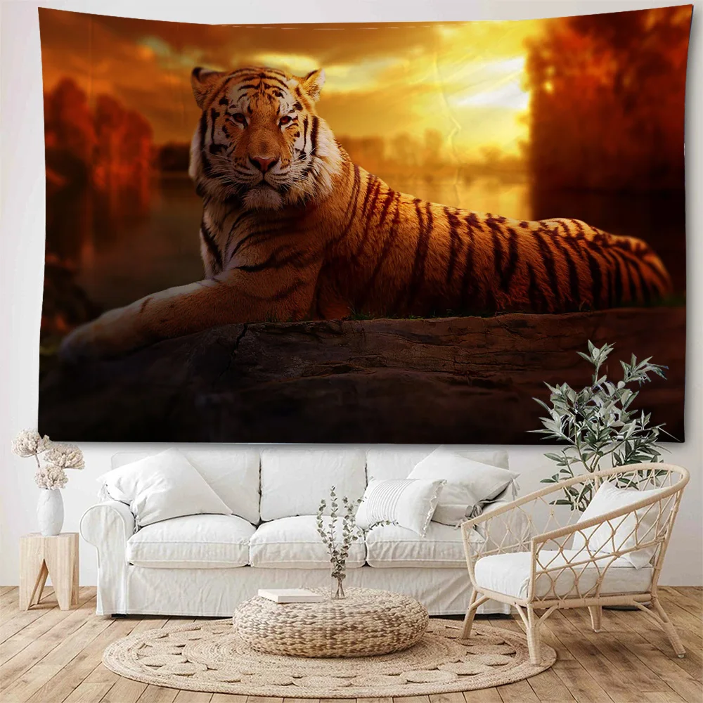 Forest Tiger Jungle Tiger Background Decoration Tapestry Bohemian Hippie Wall Decoration Tapestry Home Decoration