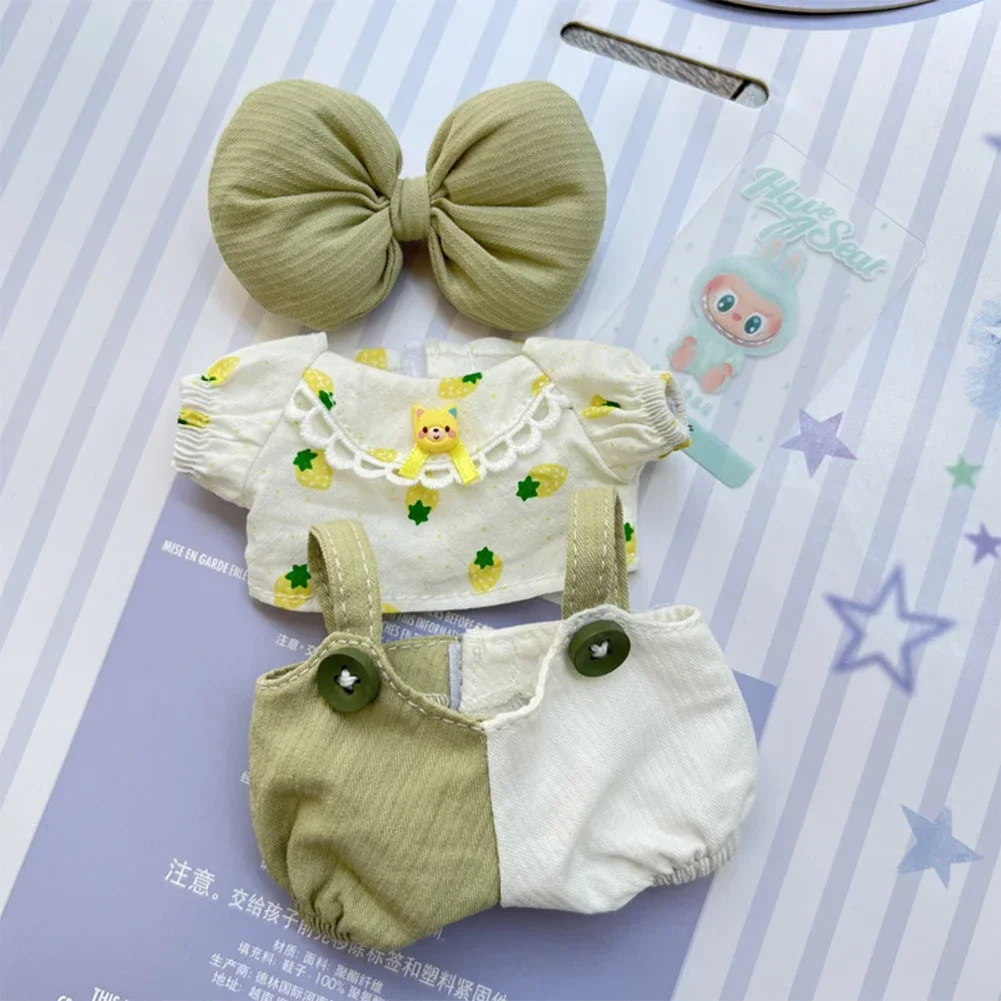 Puppe Kleidung Outfit Zubehör Für 17 cm/38 cm Labubu MOKOKO frühling sommer flut Schatz farbe passenden overalls set kleidung