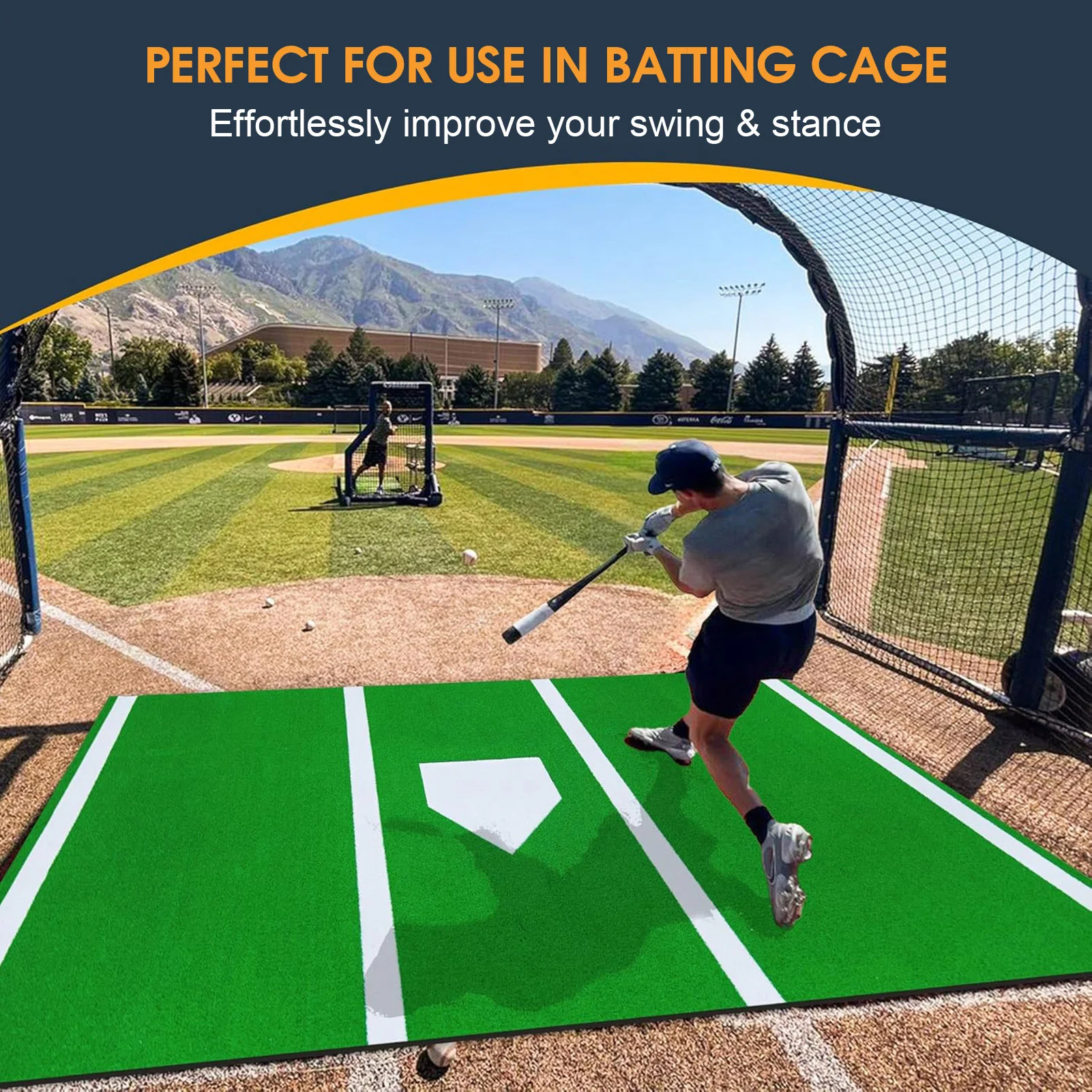 

301x116cm Baseball Batting Mat Softball Training Mat Trainer Batting Cage Anti Slip EVA wear-resistant Mat Shipping From USA