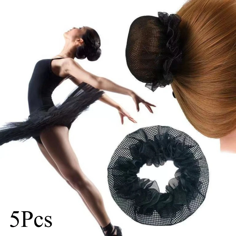 

5Pcs Diameter 9cm/7cm Invisible Hair Net Suitable For Different Hair Lengths- Reusable Elastic Hair Bun - Suitable For Ballet Da