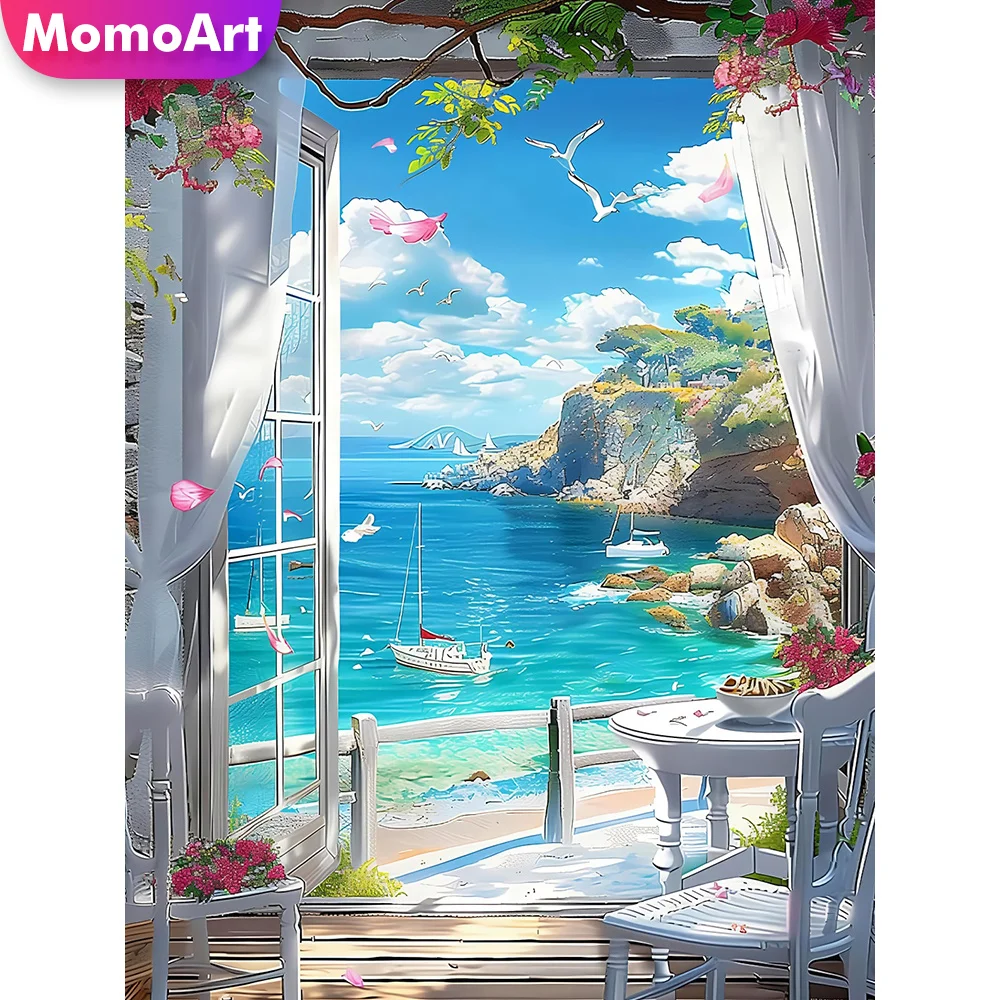 Embroidery Cross Stitch Patterns - Momoart Diamond Mosaic Seaside Landscape Cross