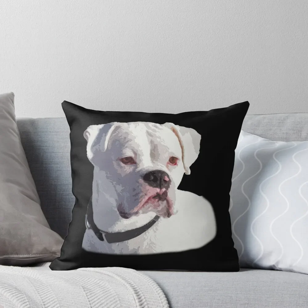 

All White Boxer Dog Portrait Throw Pillow home decor items Sofa Pillow Cover Bed pillowcases pillow