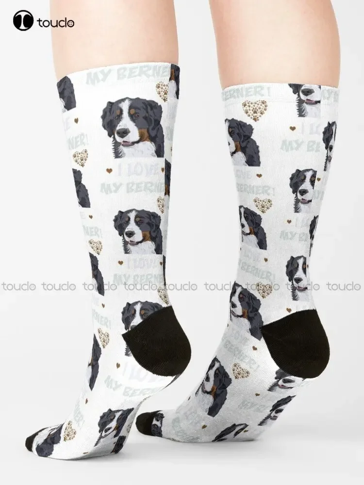 I Love My Bernese Mountain Dog! Especially For Berner Dog Lovers! Socks Bulk Socks Street Skateboard Socks Custom Gift Funny Art