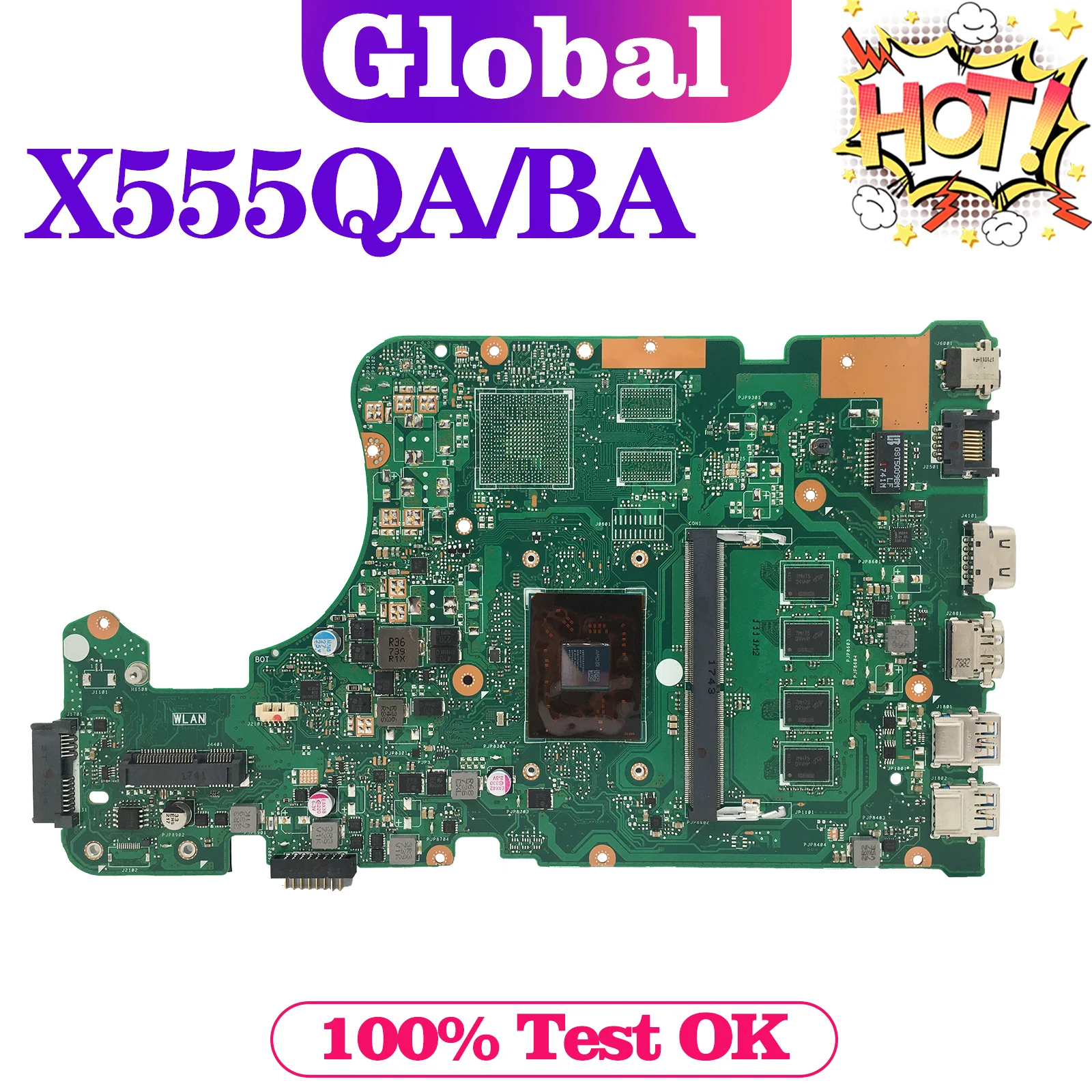 KEFU A555B Mainboard X555BP X555B A555Q X555QG X555Q X555QA X555BA Laptop Motherboard A6 A9 A10 A12 CPU 4GB/8GB-RAM PM/UMA