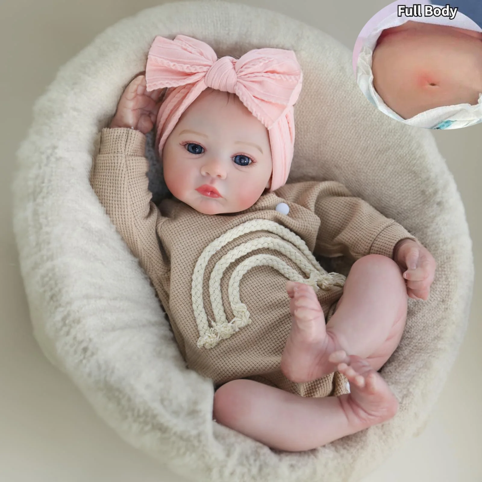 50CM Realistic Finished Meadow Bebe Reborn Baby Doll Full Body Vinyl Girl Body Handmade Art Doll Toy Christmas Gift