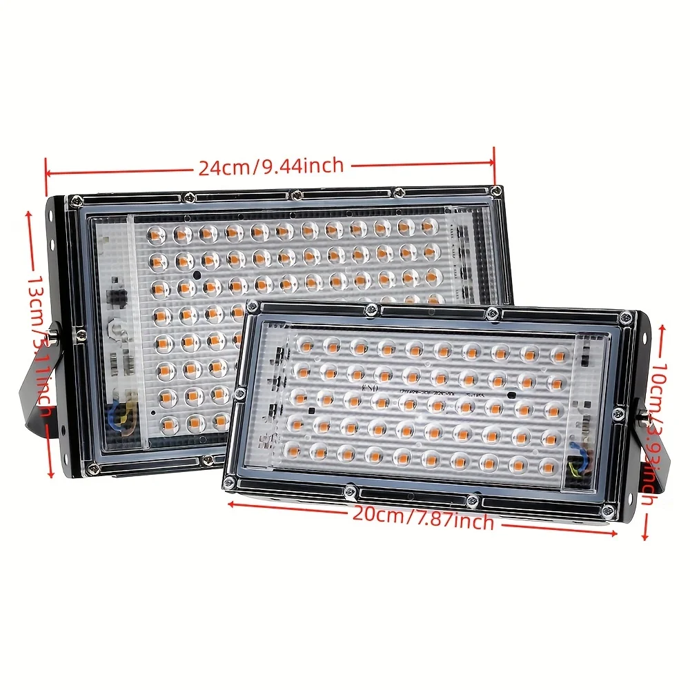 フルスペクトル LED 成長ライト フィトランプ AC 220V 50W 100W 温室水耕植物成長投光器照明用 EU プラグ付き