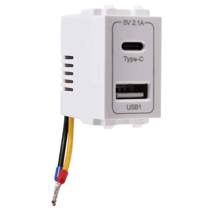 

ABVO-New 5V 2.1A USB Type-C Dual Port Power Module 220V Socket Phone Charging Module Transformer Power Adapter